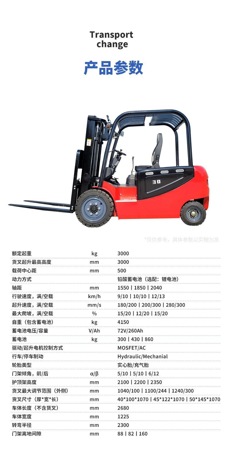 揚(yáng)子CPD30-30C座駕式3噸升高3米四輪電動叉車(圖1)